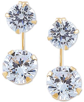 Macy's - Swarovski Zirconia Top & Wire Drop Earrings in 14k Gold