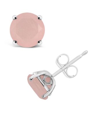 Macy's - Gemstone Stud Earrings in Sterling Silver. Available in Citrine, Dark Blue Topaz, Rose Quartz, Peridot, Sky Blue Topaz, Garnet and Amethyst