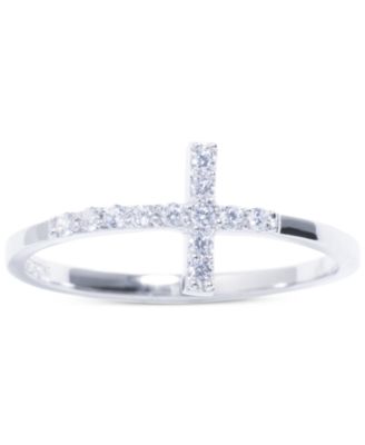 Giani Bernini - Cubic Zirconia East-West Cross Ring in Sterling Silver