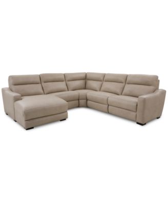 Furniture - Gabrine 5-Pc. Leather Sectional with 2 Power Headrests and Chaise
