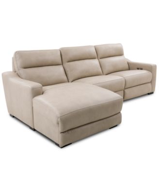 Furniture - Gabrine 3-Pc. Leather Sectional with 1 Power Headrest and Chaise