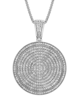 Macy's - Men's Diamond Circle 22" Pendant Necklace (1/2 ct. t.w.) in Sterling Silver (Also in Black Diamond)