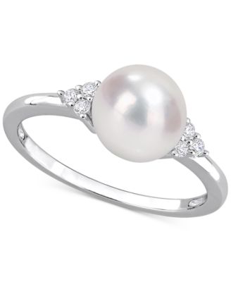 Macy's - Cultured Freshwater Pearl (7-1/2mm) & Cubic Zirconia Ring in Sterling Silver
