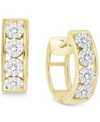 Macy's - Men's Diamond Extra Small Huggie Hoop Earrings (1/4 ct. t.w.) in 10k Gold, 12m