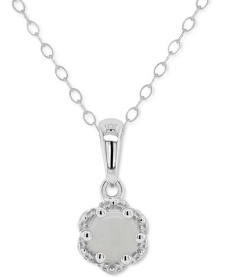 Macy's - Aquamarine Solitaire 18" Scalloped-Edge Pendant Necklace (3/8 ct. t.w.) in Sterling Silver (Also in Opal)