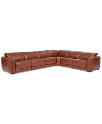 Furniture - Lexanna 6-Pc. Leather Sectional with 3 Power Motion Recliners