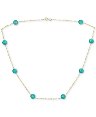 Macy's - Onyx Bead 18" Collar Necklace in 14k Gold (Also in Jade, Lapis Lazuli, Rose Quartz, & Turquoise)