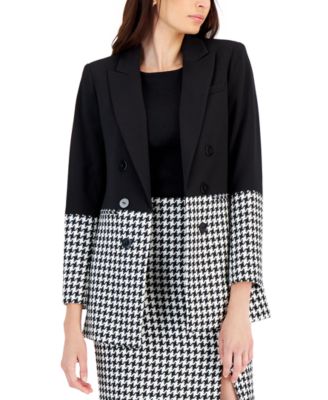 Tahari ASL - Women's Houndstooth Colorblocked Jacket