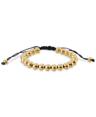 LEGACY for MEN by Simone I. Smith - Polished Bead Cord Bolo Bracelet in Gold-Tone Ion-Plated Stainless Steel