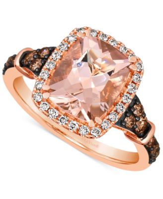 Le Vian - Peach Morganite (2-1/4 ct. t.w.) & Diamond (3/8 ct. t.w.) Halo Ring in 14k Rose Gold