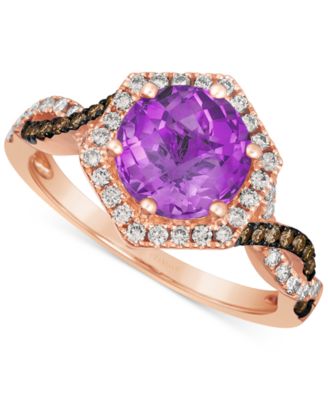 Le Vian - Grape Amethyst (1-3/4 ct. t.w.) & Diamond (3/8 ct. t.w.) Halo Twist Ring in 14k Rose Gold (Also in Deep Sea Blue Topaz)