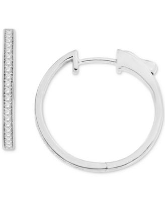 Macy's - Diamond Small Hoop Earrings (1/4 ct. t.w.) in Sterling Silver