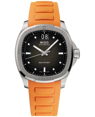 Mido - Men's Swiss Automatic Multifort Orange Rubber Strap Watch 41mm