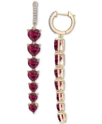 Macy's - Garnet (8-3/8 ct. t.w.) & Lab-Grown White Sapphire (1/8 ct. t.w.) Linear Drop Earrings in 14k Gold-Plated Sterling Silver