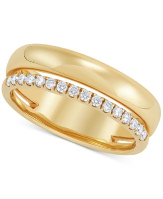 Macy's - Diamond Double Row Ring (1/5 ct. t.w.) in 14k Gold-Plated Sterling Silver