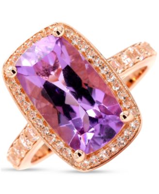 Macy's - Amethyst (3-1/3 ct. t.w.) & White Topaz (5/8 ct. t.w.) Halo Statement Ring in Gold-Plated Sterling Silver (Also in Sky Blue Topaz & Pink Amethyst)