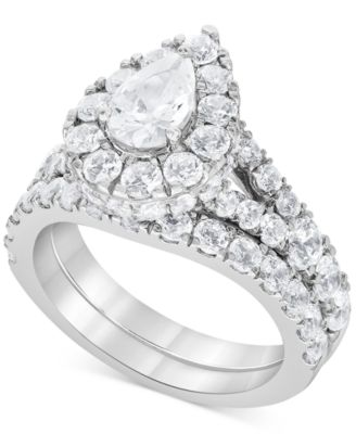Macy's - Diamond Pear Halo Bridal Set (4 ct. t.w.) in 14k White Gold