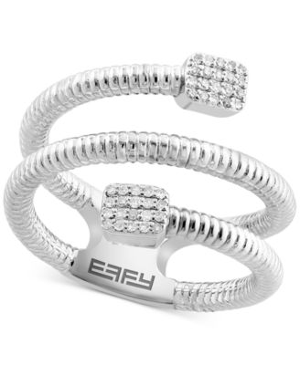EFFY Collection - Diamond Square Cluster Coil Ring (1/10 ct. t.w.) in Sterling Silver