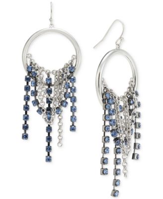 I.N.C. International Concepts - Crystal Chain Fringe Hoop Drop Earrings