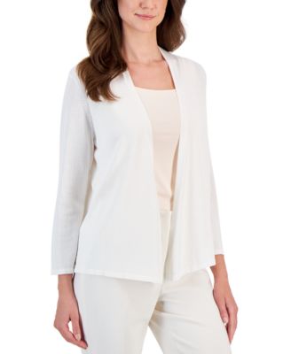 Kasper - Women's Solid Soft-Edge A-Line Cardigan Sweater