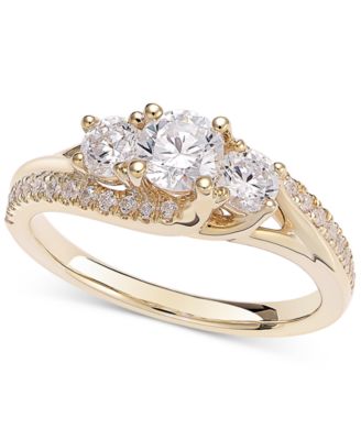 Macy's - Diamond Three Stone Engagement Ring (1 ct. t.w.) in 14k Yellow Gold
