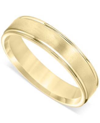 Macy's - Men's Satin Finish Beveled Edge Band in 18k Gold-Plated Sterling Silver (Also in Sterling Silver)