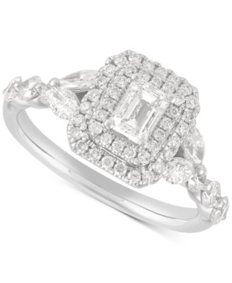 Macy's - Diamond Multi-Cut Double Halo Engagement Ring (1-1/2 ct. t.w.) in 14k White Gold