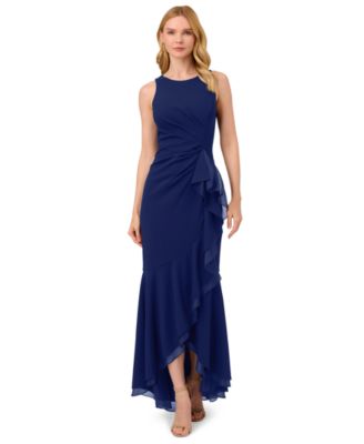 Adrianna Papell - Women's Sleeveless Ruffled High-Low Gown
