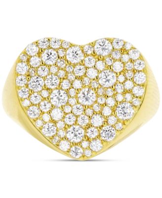 Macy's - Cubic Zirconia Cluster Heart Ring in 14k Gold-Plated Sterling Silver