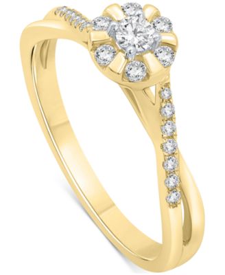 Promised Love - Diamond Halo Swirl Promise Ring (1/4 ct. t.w.) in 14k Gold