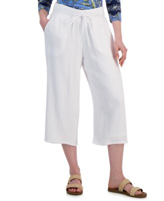 JM Collection - Women's Gauze Cropped Pull-On Pants
