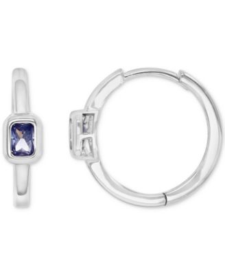 Macy's - Cubic Zirconia Rectangular Bezel Polished Small Hoop Earrings, 0.61"