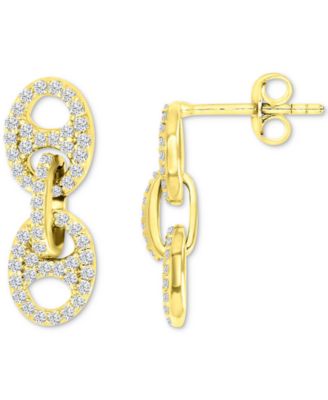 Macy's - Cubic Zirconia Pav&eacute; Mariner Link Drop Earrings in 14k Gold-Plated Sterling Silver