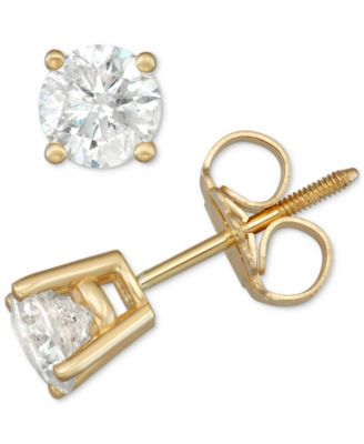 Macy's - Diamond Four Prong Screw Back Stud Earrings (1 ct. t.w.) in 14k Gold