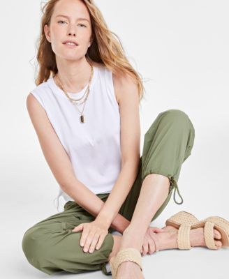 On 34th - Women's Striped Side-Cinched Muscle Tank