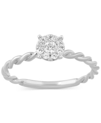 Macy's - Diamond Cluster Braided Shank Promise Ring (1/6 ct. t.w.)