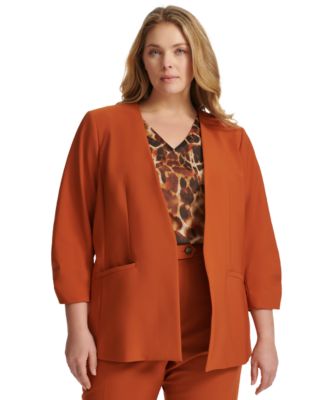 Calvin Klein - Plus Size Infinite Stretch Open Front 3/4-Sleeve Blazer