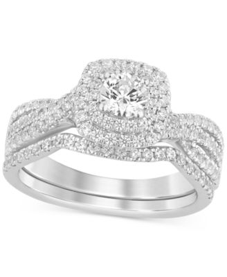 Macy's - Diamond Halo Twist Bridal Set (7/8 ct. t.w.) in 14k White Gold