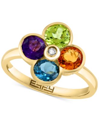 EFFY Collection - Multi-Gemstone (2-1/6 ct. t.w.) & Diamond Accent Flower Ring in 14k Gold