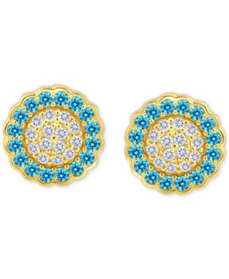 Giani Bernini - Blue & White Cubic Zirconia Reverse Halo Stud Earrings
