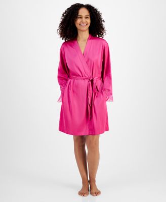 I.N.C. International Concepts - Women's Lace-Trim Satin Robe