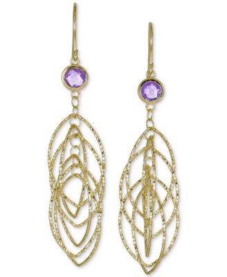 Macy's - Amethyst Bezel Spiral Drop Earrings (1-5/8 ct. t.w.) in 14k Gold-Plated Sterling Silver (Also in Onyx)