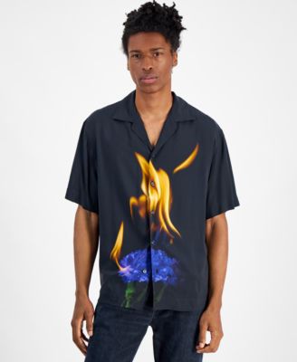 Hugo Boss - Men's Espino Oversized-Fit Printed Button-Down Camp Shirt
