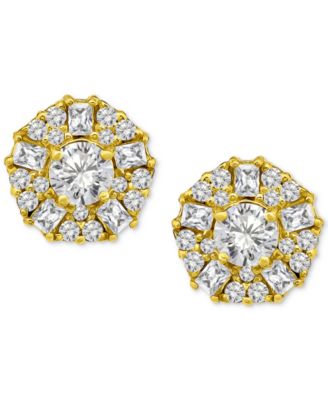 Giani Bernini - Cubic Zirconia Round & Baguette Cluster Stud Earrings in 18k Gold-Plated Sterling Silver