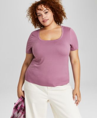 And Now This - Trendy Plus Size Scoop-Neck Jersey Top