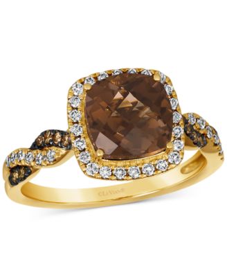 Le Vian - Chocolate Quartz (2 ct. t.w.) & Diamond (1/3 ct. t.w.) Halo Braided Ring in 14k Gold