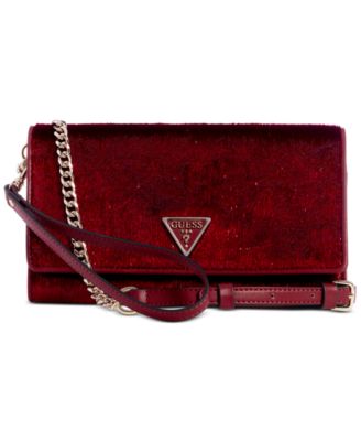 GUESS - Glimmer Small Velvet Flap Clutch Crossbody
