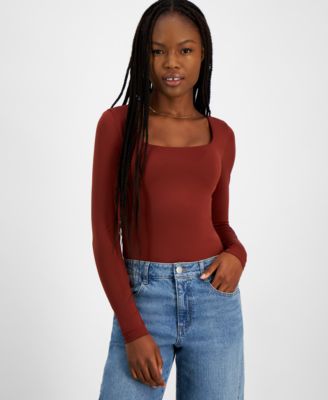 And Now This - Women's Square-Neck Long-Sleeve Bodysuit