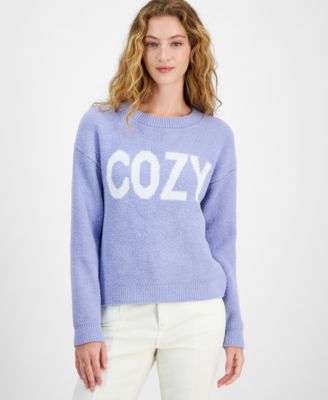 Hippie Rose - Juniors' Snow Bunny Drop-Shoulder Sweater