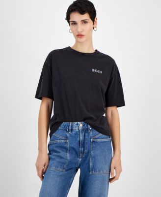 BOSS Orange - Women's Cotton Logo Relaxed Crewneck T-Shirt